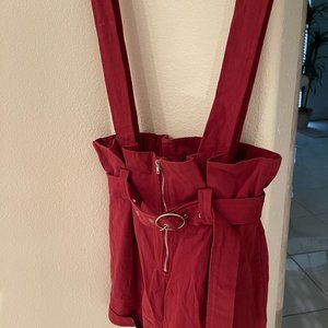 Dressy shorts with over shoulder straps and belt